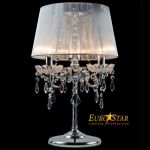 IZABEL EuroStar Lampa stołowa kryształowa z abażurem 2045/3T CH/WT